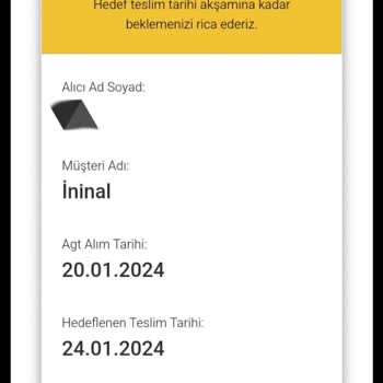 AGT Kurye (aynigunteslim.com) İninal Kargom 4 Gündür Dağıtım Merkezinde Gözüküyor