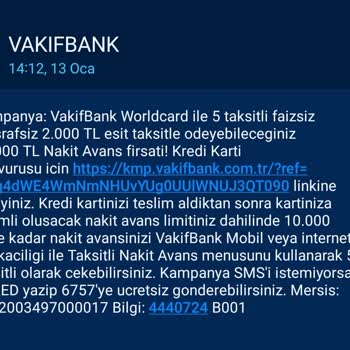 VakıfBank Faizsiz Taksitli Nakit Avans Yalanı
