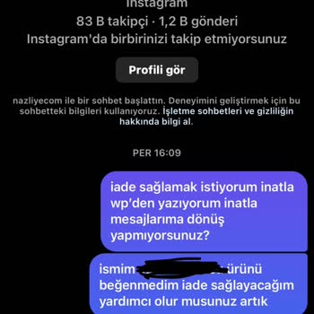 Nazliye İade Değişim Yapmayacaksanız Başta Belirtin