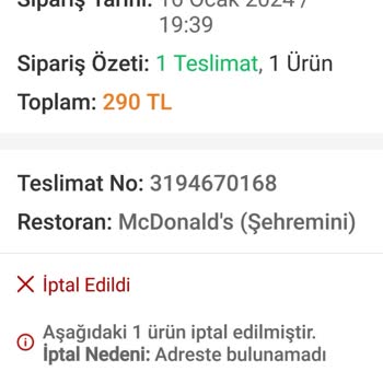 Trendyol Yemek' Ten Şikayetçiyim...