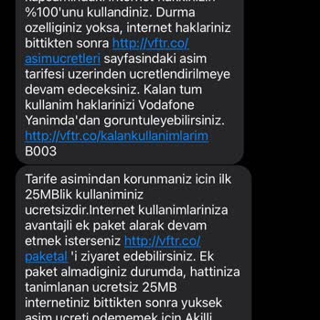Vodafone İnternet Paketi Aşımı Ve Mağduriyet.