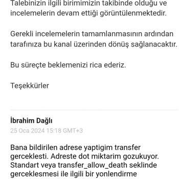 Paribu Dot Coin Transfer Problemi