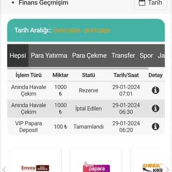 Gizabet Çekim İşlem Hatası