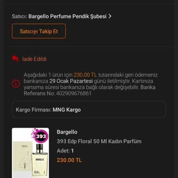 MNG Kargo Kargonun Teslim Edilmeyip İade Edilmesi