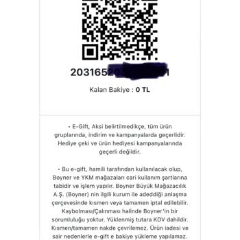 Boyner.com.tr'den Alınan E-Gift Card Pişmanlığı