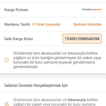 Trendyol Kafasına Göre İademi İptal Etmiş