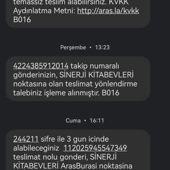 Aras Kargo Aras Burası Noktası Sinerji Kitabevi İsimli Dükkandan Kargomu Alamadım
