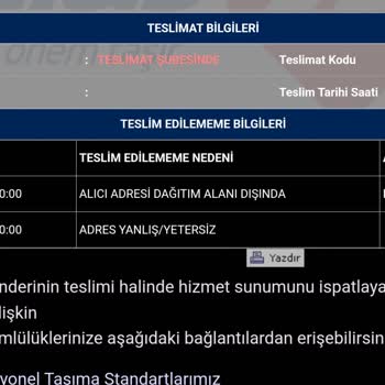 Aras Kargo Elruha Şubesi Dağıtım Yapmıyor