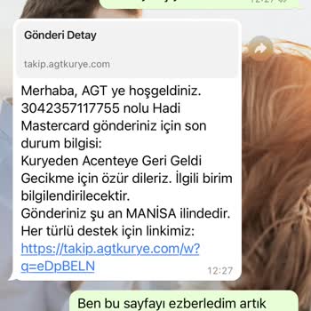 AGT Kurye (aynigunteslim.com) 1 Ayı Aşkın Sürede Hadi Kartım Elime Ulaşmadı!