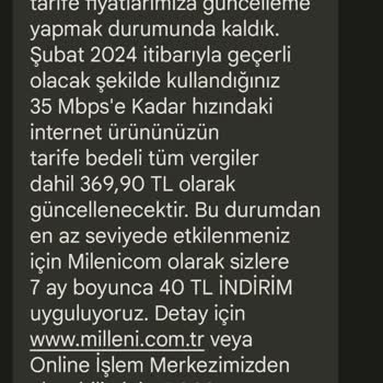 Millenicom Aktivasyon Ücreti Adı Altında Cayma Bedeli Talep Ediyorlar