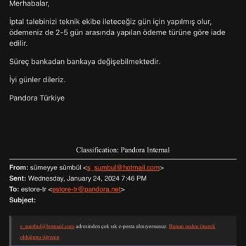 Pandora Mücevher Pandora Müşteri Hizmetleri Problemi