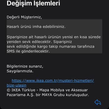 IKEA Hasarlı Ürünü Paramı İade Etmedi
