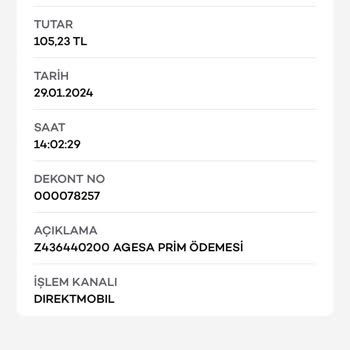 Agesa Hayat Ve Emeklilik Bireysel Kredili Poliçe İlk Prim İptali