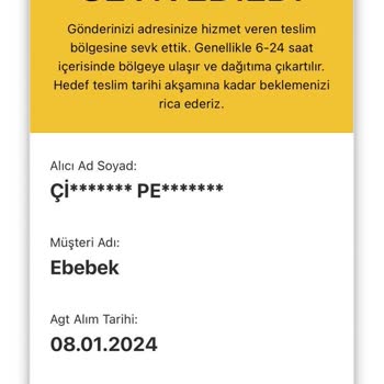 Ebebek - AGT Kargo Teslim Ve İade Süreci Problemi
