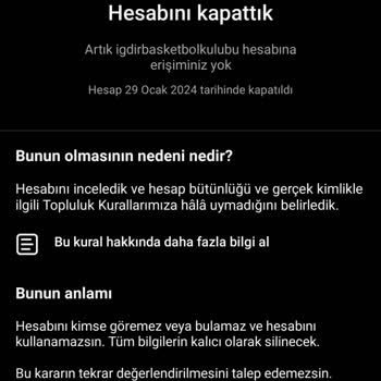Profesyonel Spor Kulübümüzün Hesabını Instagram Kapattı