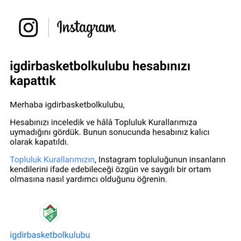 Profesyonel Spor Kulübümüzün Hesabını Instagram Kapattı