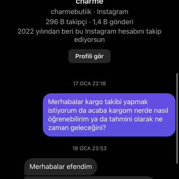 Charmé Butik Kargom Gelmedi Para İadesi İstiyorum