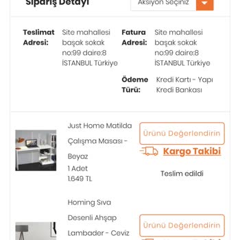 Evidea Teslim Edilemeyen Ürün