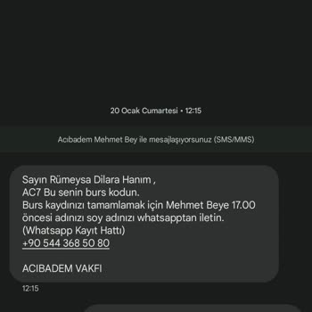 Acıbadem Vakfı (Burs Başvurusu) Kişisel Bilgilerimin Kötüye Kullanımına Karşı Şikayetim