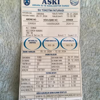 Ankara Büyükşehir Belediyesi Ankara Askı Su Faturası Yüksek Gelmesi