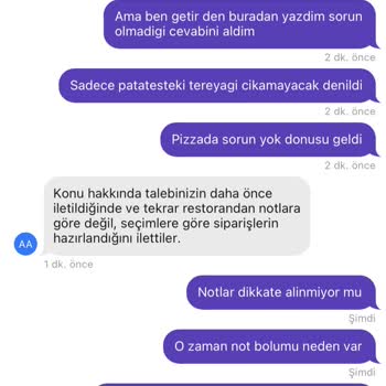Sbarro Sipariş Notlarını Dikkate Almıyor