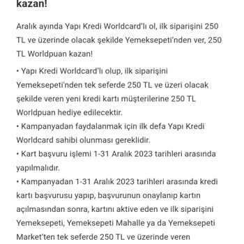 Yapı Kredi Bankası World Kampanya Kazanımı Yüklenmedi
