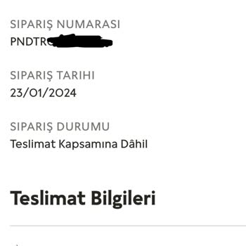 Pandora Mücevher Pandora Teslimat Hakkında Bilgi Vermemesi