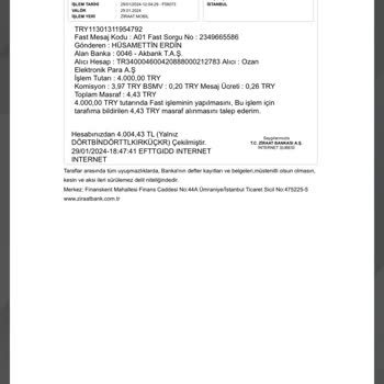 Ozan Elektronik Para Paramı Geri Yatırın