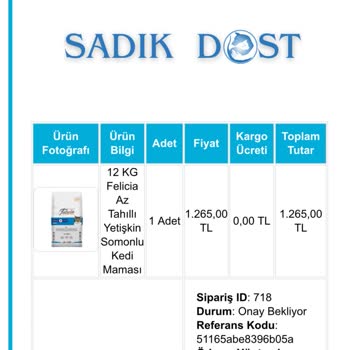 SadıkDost (sadikdost.com) Online Pet Shop Sipariş Sürecinde Yaşanan Sorunlar