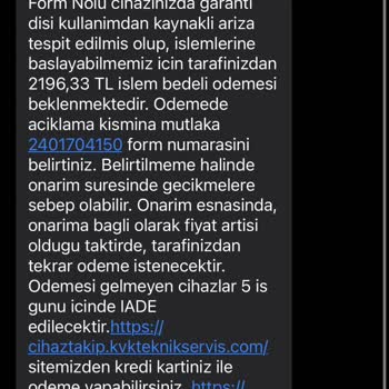 KVK Servisi Arıza Olmayan Telefona Ücret Alma