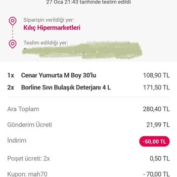 Yemeksepeti Market Eksik Ürün Gönderdi İlgilenmiyor