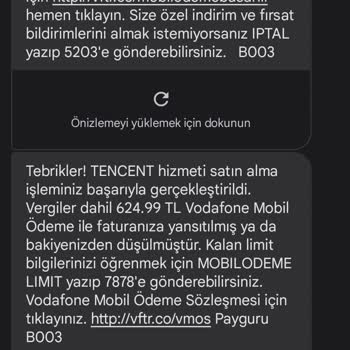 Vodafone Payguru Tencent Game İzinsiz İşlem