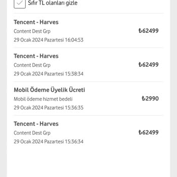 Vodafone Payguru Tencent Game İzinsiz İşlem