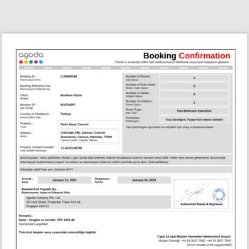 Agoda.com İptal İade Geri Kesinlikle Yapılmıyor