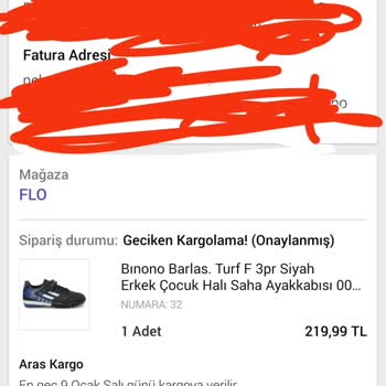 FLO Ayakkabı Ürünüm Kargoya Verilmiyor