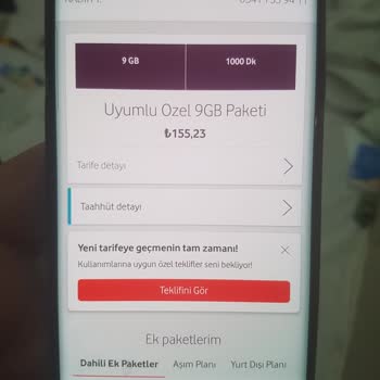 Vodafone Bilgim Haricinde Tarife Uygulanmış Yüksek Fiyattan