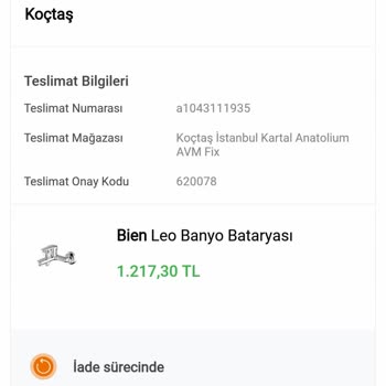 Koçtaş Banyo Bataryası Şikayeti