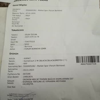 Adidas Ayakkabı Mağduriyeti Ve Yardımcı Olmayışı.