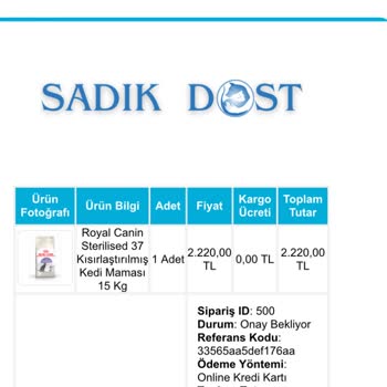 Sadıkdost (sadikdost.com) Sipariş Göndermiyor