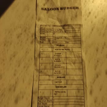 Saloon Burger Eksik Yanlış Paket