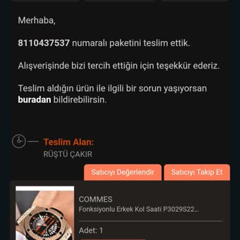 Trendyol Commes Saat Sorun