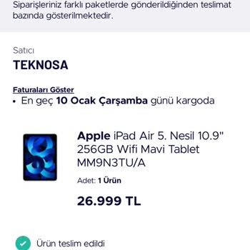 Teknosa Yanlış Ürün Gönderdi