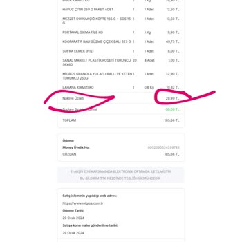 Migros Uygulaması Haksız Yere Getirme Parası Fazla Alıyor