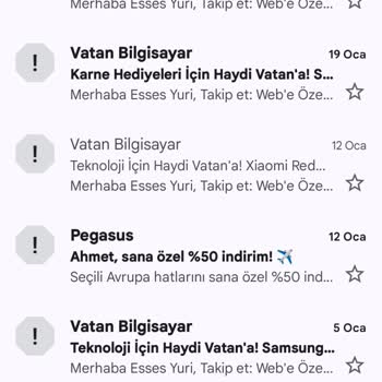 Vatan Bilgisayar Bıkkınlık Veren Reklam Maillerinizi