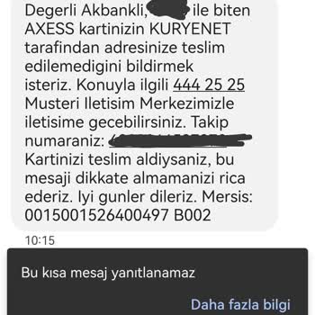 Akbank Müşteri Hizmetlerine Şikayetim