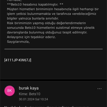 BETS10 Kazanınca Hesabımı Kapattı