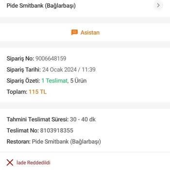 Trendyol - Trendyol Yemek - Yanlış Adres - Para İade Etmemesi!