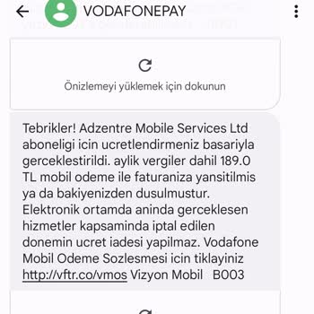 Vizyon Elektronik Para Adzentre Mobile Service Abonelik İptal