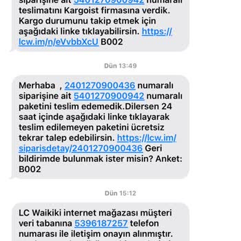 LCW Alışverişi Kargoist Firmasının Umursamazlığı