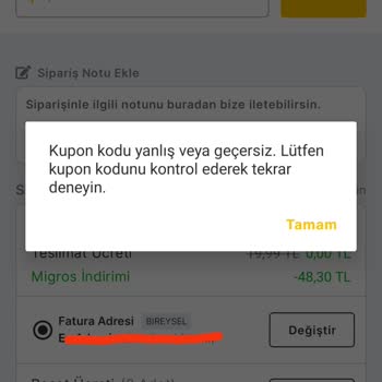 Migros Hemen Hesabıma Tanımlı Olması Gereken Kuponları Vermedi.